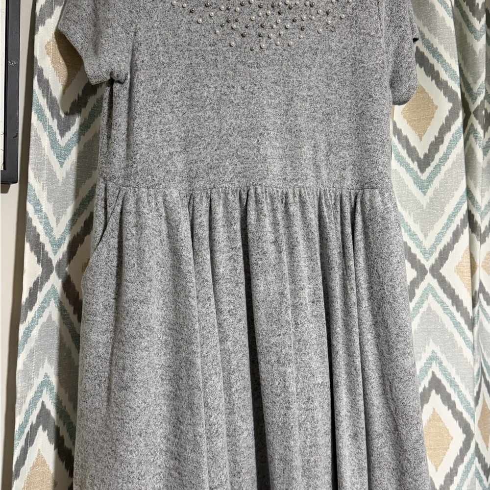 Torrid Gray Casual Dress with Beaded Detail